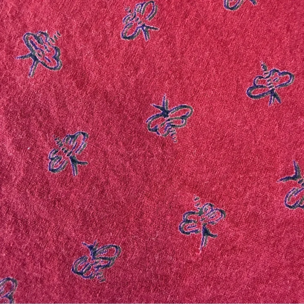 Vintage Williams-Sonoma Provence Round Cotton Tablecloth Brick Red Bees 70” GUC